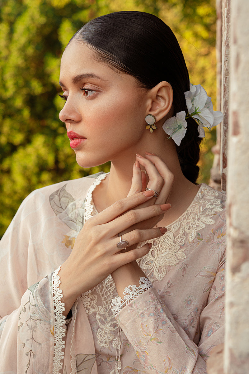 Cross Stitch | Premium Lawn 24 | SILVER PEONY -  Cross Stitch Formal - Original Designer Dress - House of Maryam