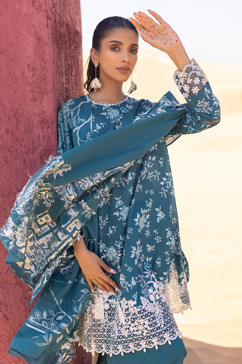 Cross Stitch | Eid Lawn 24 | TEAL SERENITY -  Cross Stitch Luxury - Original Designer Dress - House of Maryam