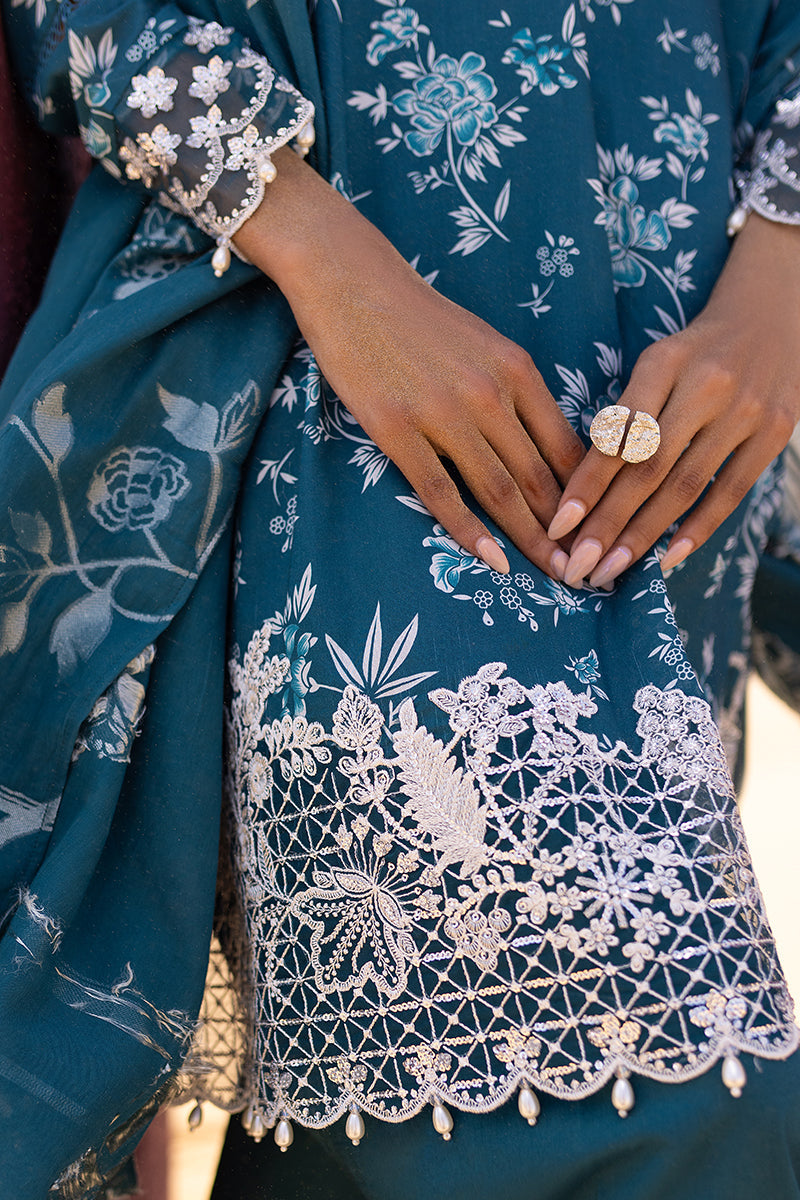 Cross Stitch | Eid Lawn 24 | TEAL SERENITY -  Cross Stitch Luxury - Original Designer Dress - House of Maryam