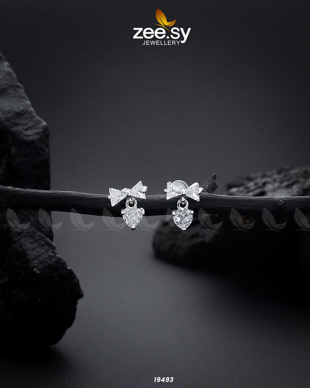 Crystal Bow Stud Earrings -  Zeesy Earrings - Original Designer Dress - House of Maryam