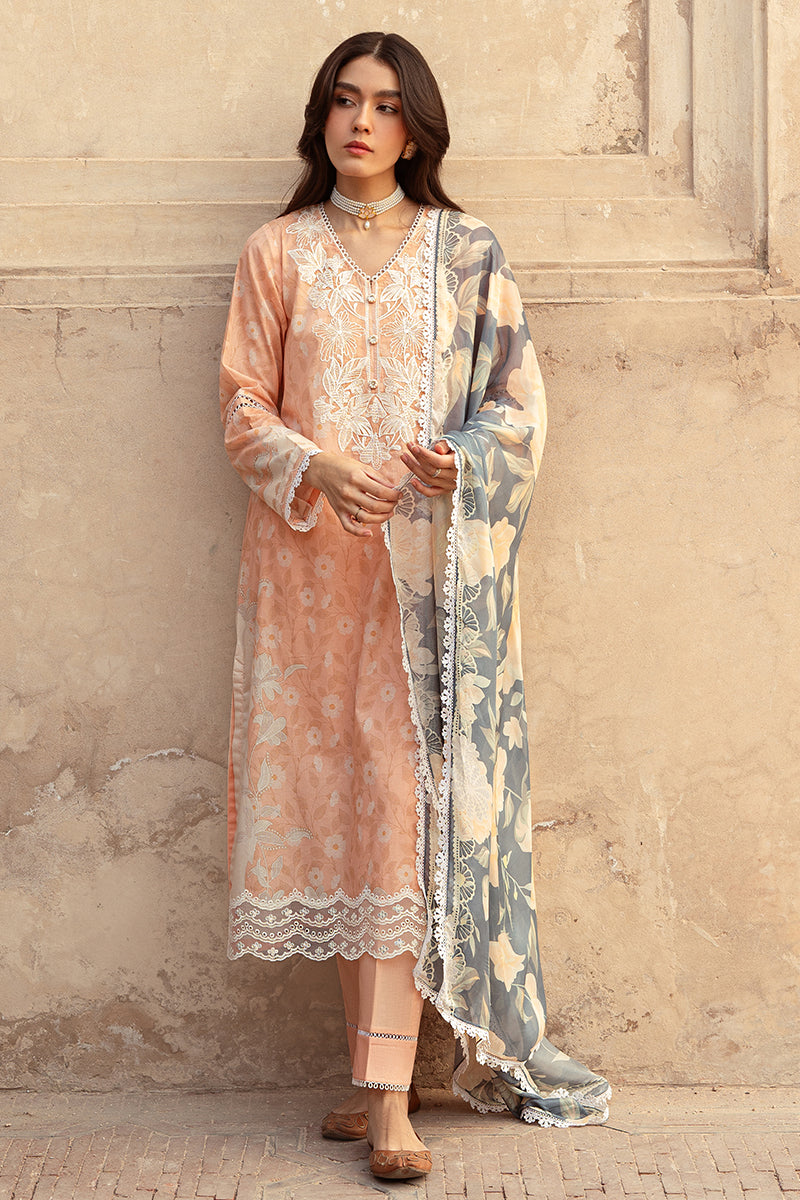 Cross Stitch | Premium Lawn 24 | SUNSET FLORA -  Cross Stitch Formal - Original Designer Dress - House of Maryam