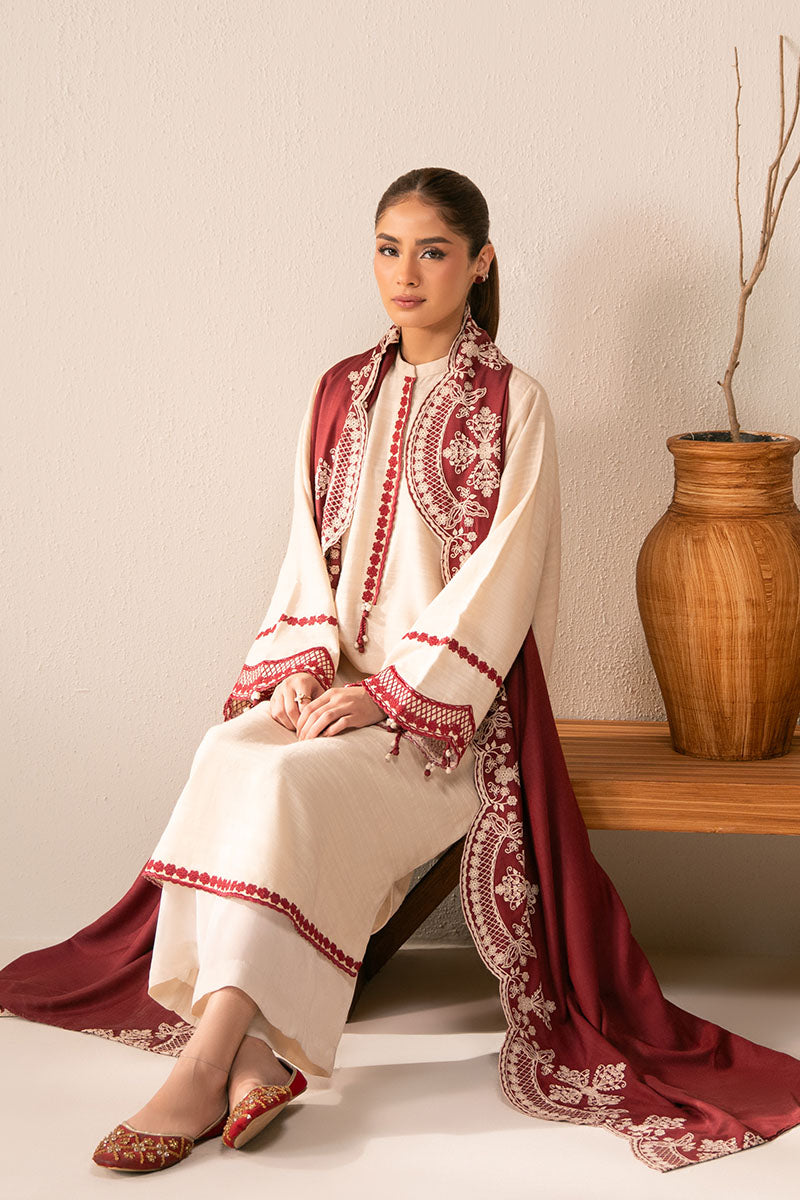 Cross Stitch | Exclusive Pret | Crimson Blush-2PC (Shirt & Dupatta)-1