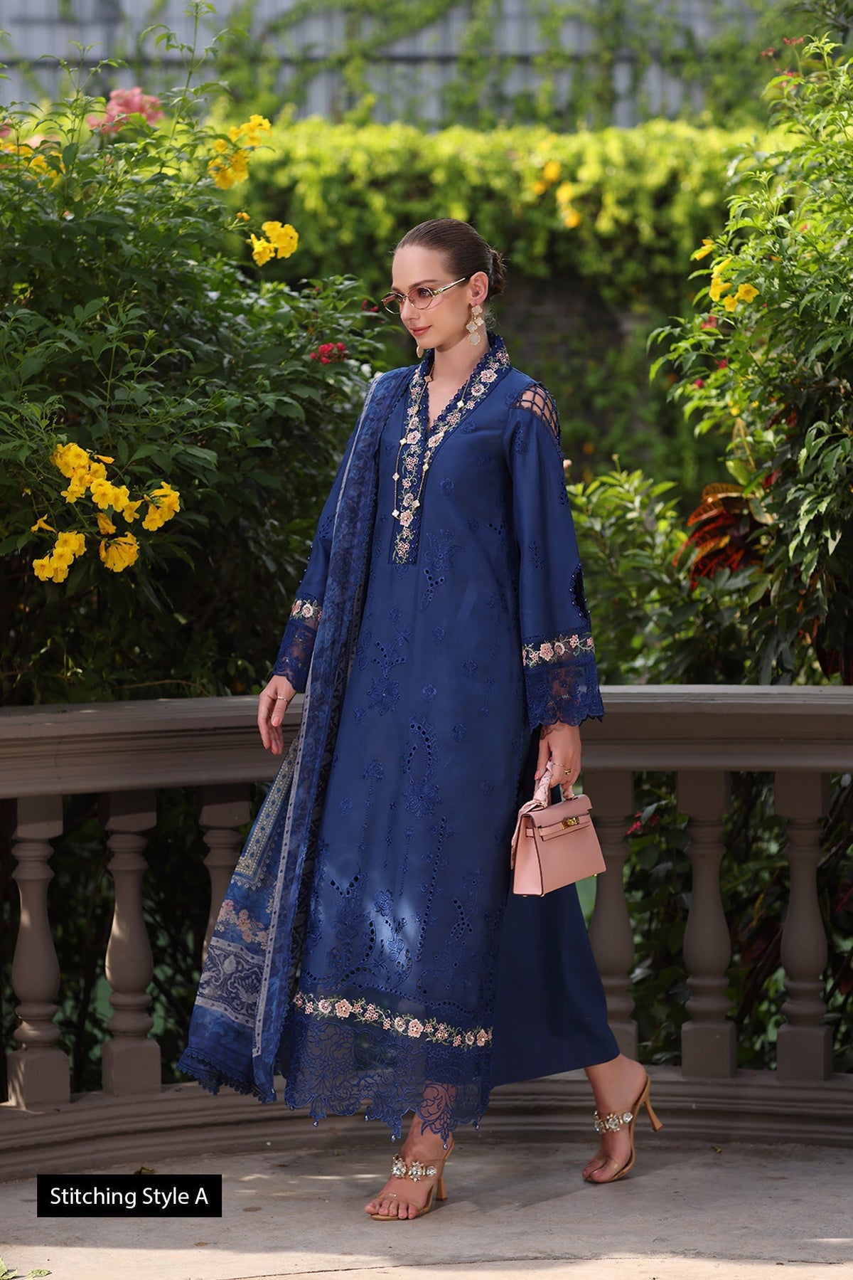 Noor by Saadia Asad | Eid Luxury Schiffli Laserkari 25 | D10- Royal Blue -  Noor by Saadia Asad Ladies Clothes - Original Designer Dress - House of Maryam