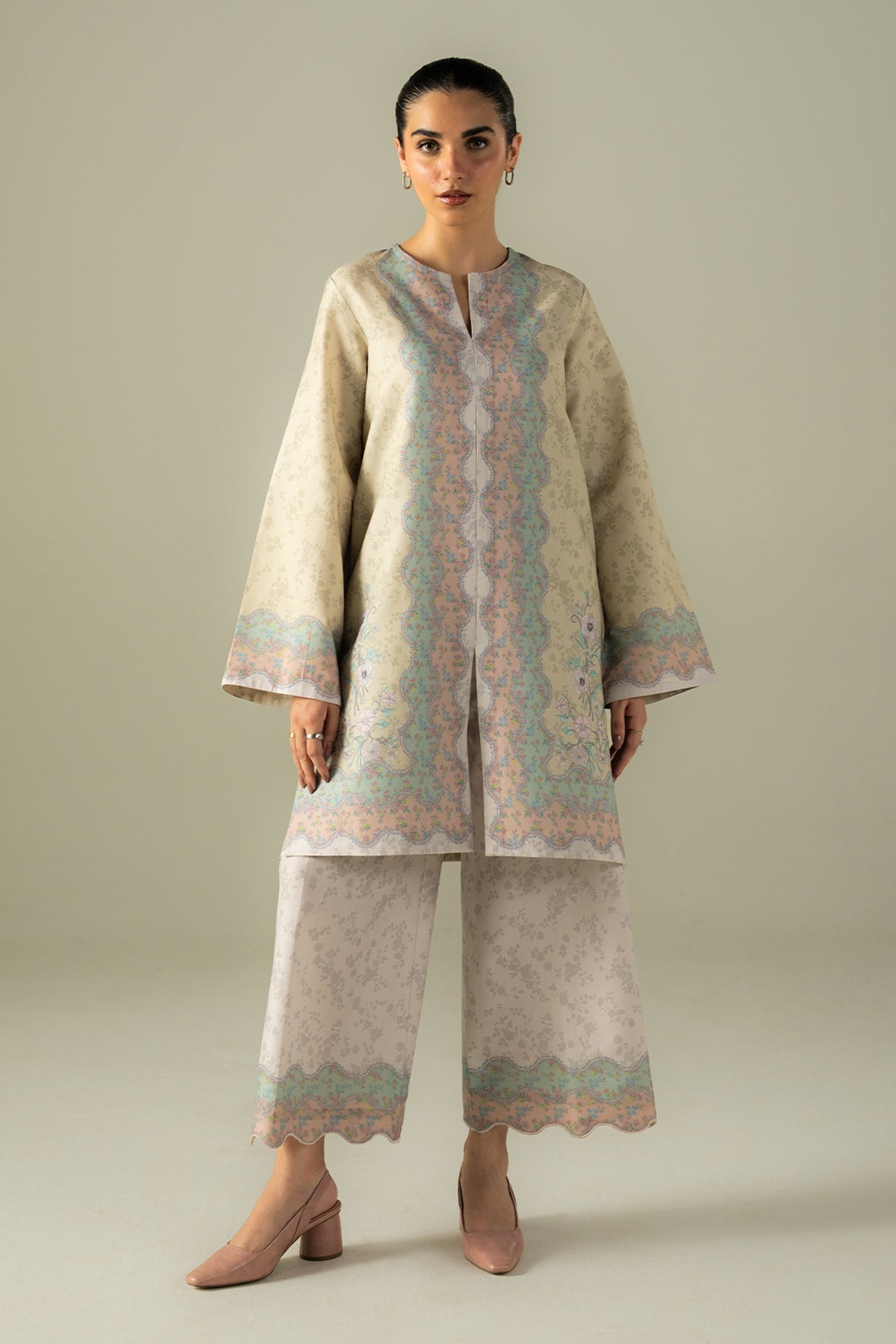 Afrozeh Static canary yellow lawn co-ord set