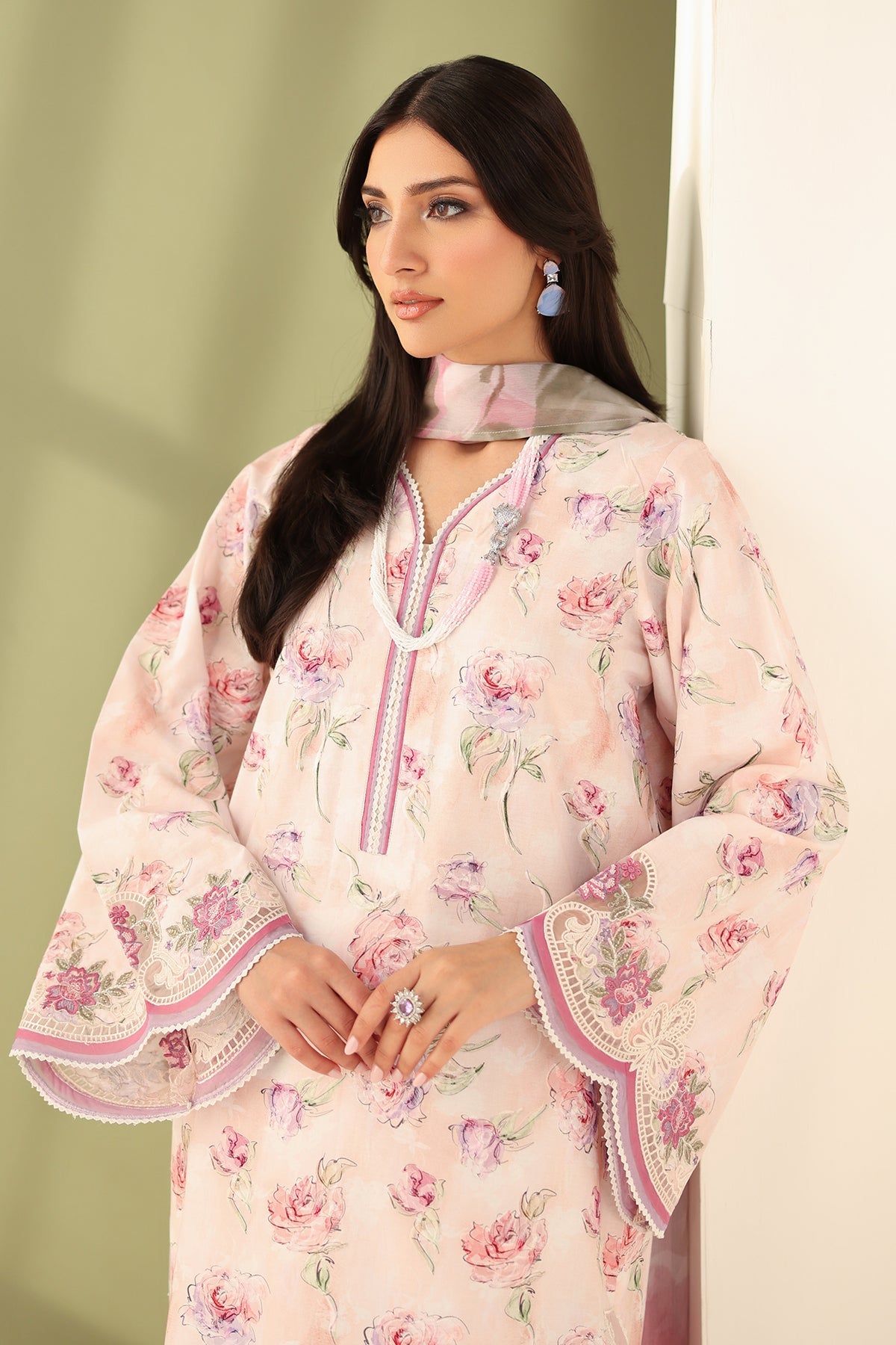 Baroque | Eid Printique | EMBROIDERED PRINTED LAWN UF-4177 -  Baroque Ladies Clothes - Original Designer Dress - House of Maryam