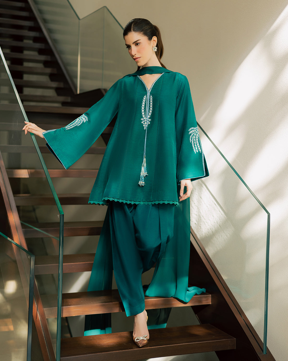 Sadaf Fawad Khan | Eva Luxury Pret 26 | Viridian-13