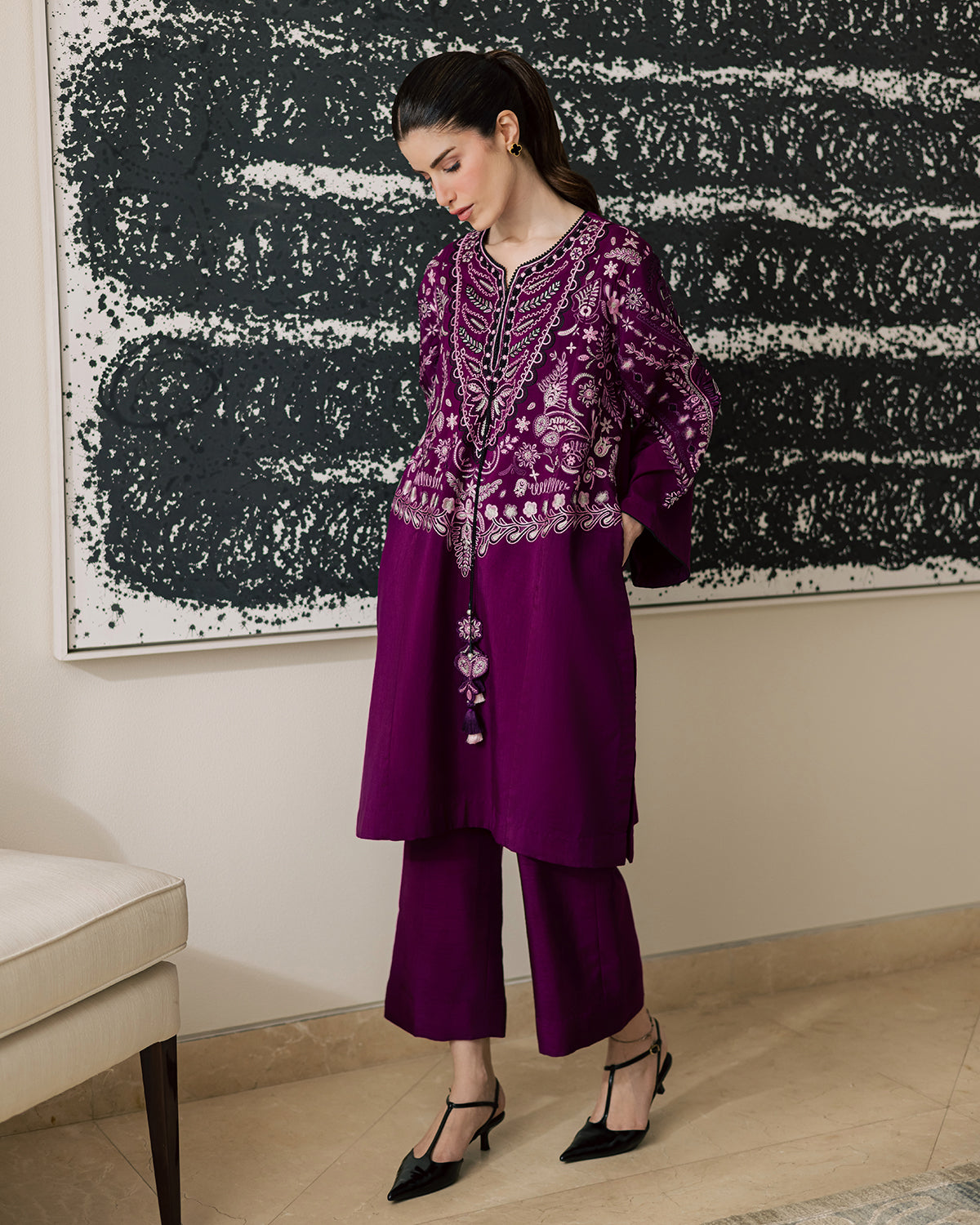 Sadaf Fawad Khan | Eva Luxury Pret 26 | Tyrian, image 2