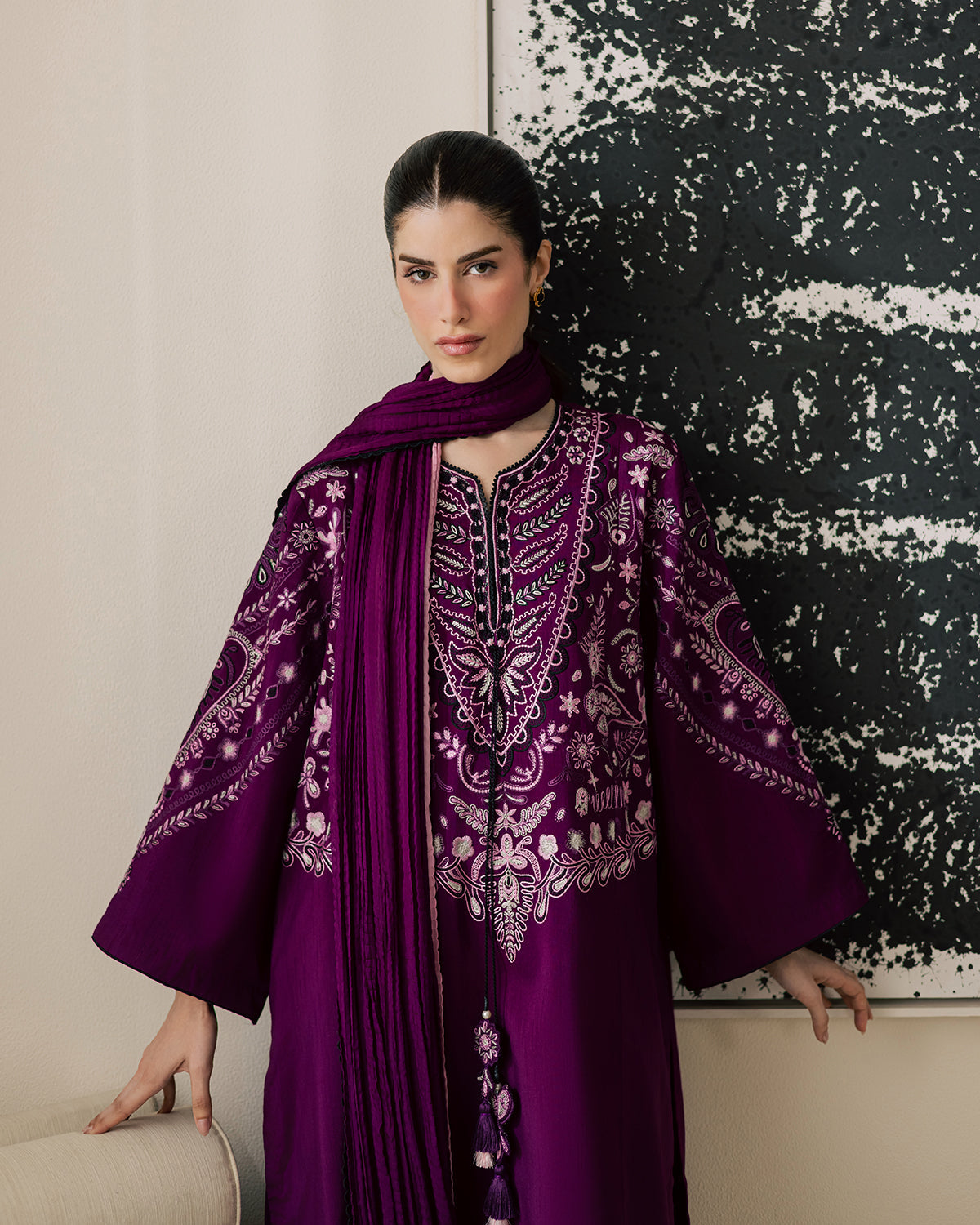 Sadaf Fawad Khan | Eva Luxury Pret 26 | Tyrian, image 6