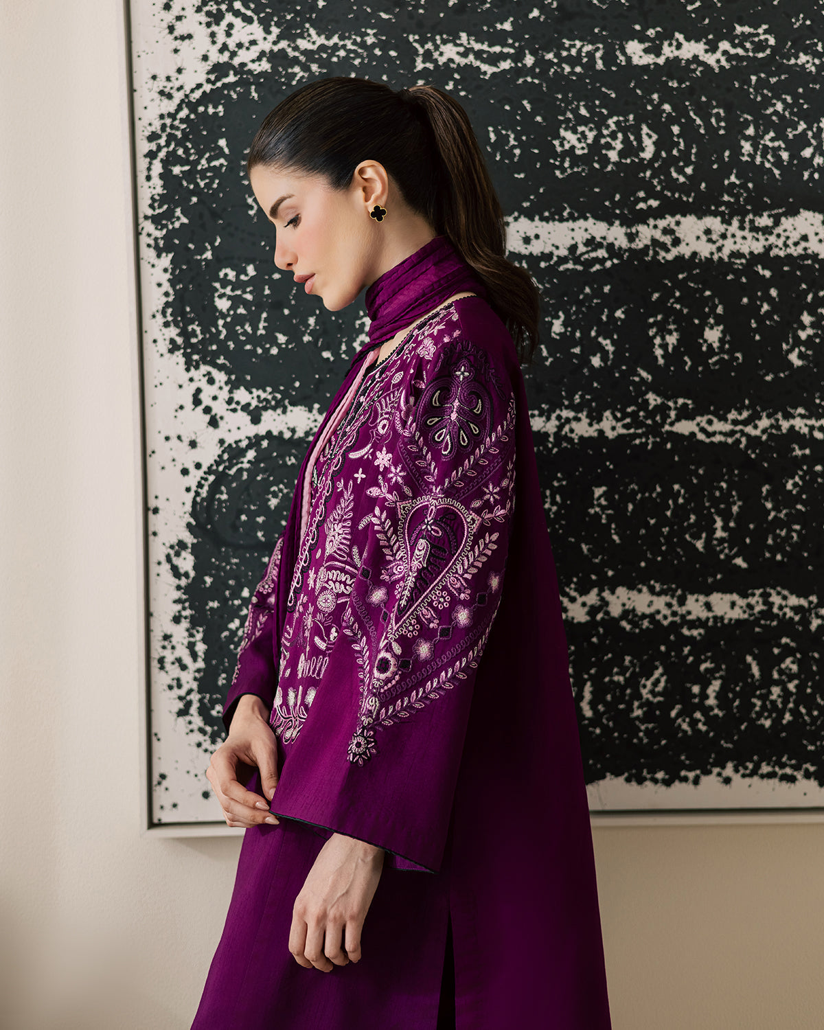 Sadaf Fawad Khan | Eva Luxury Pret 26 | Tyrian, image 10