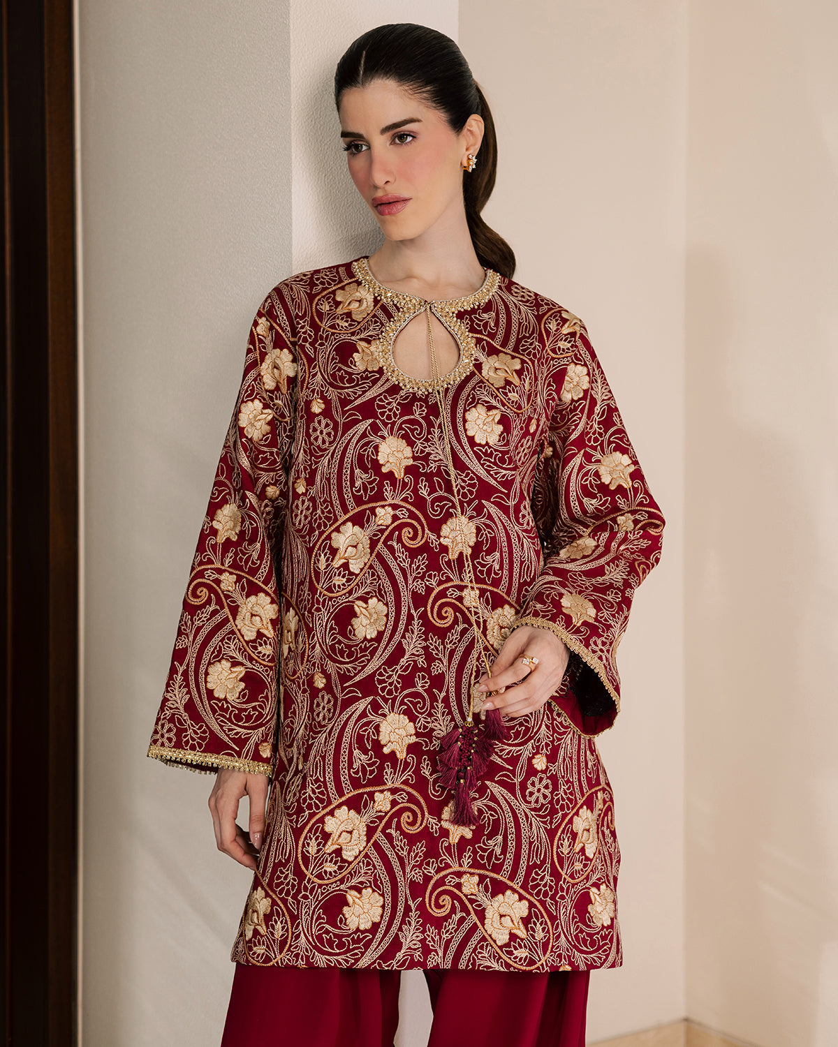 Sadaf Fawad Khan | Eva Luxury Pret 26 | Claret-12