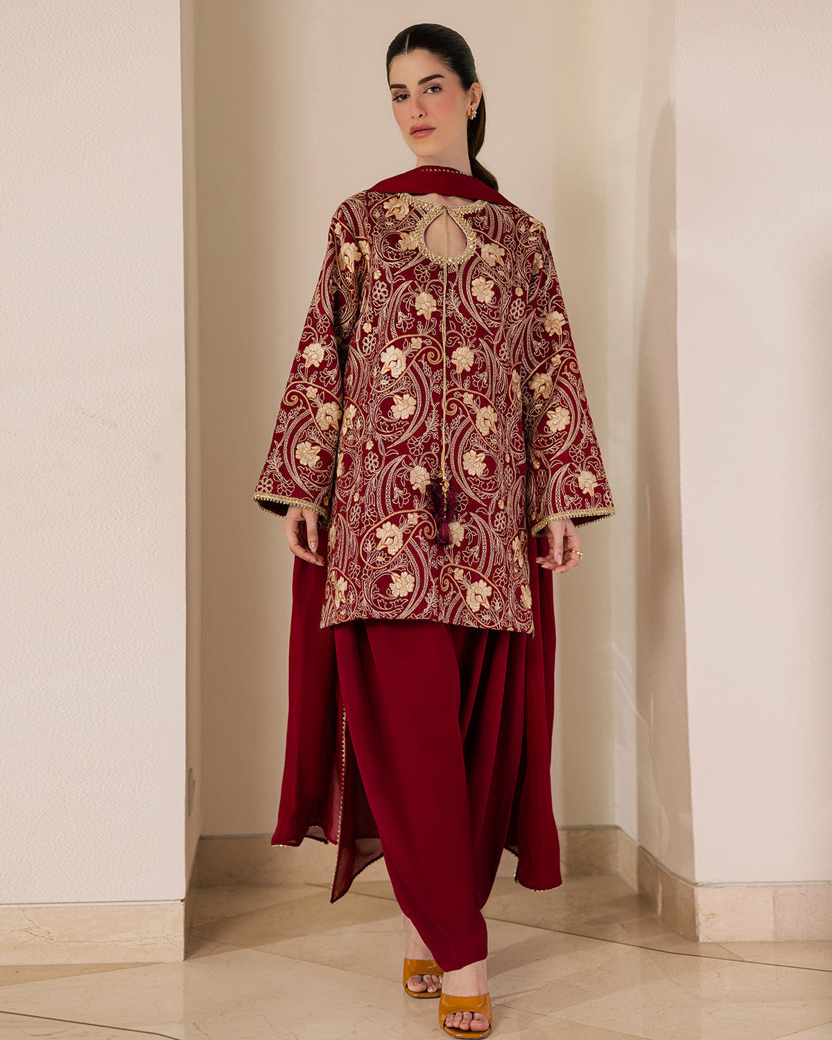 Sadaf Fawad Khan | Eva Luxury Pret 26 | Claret