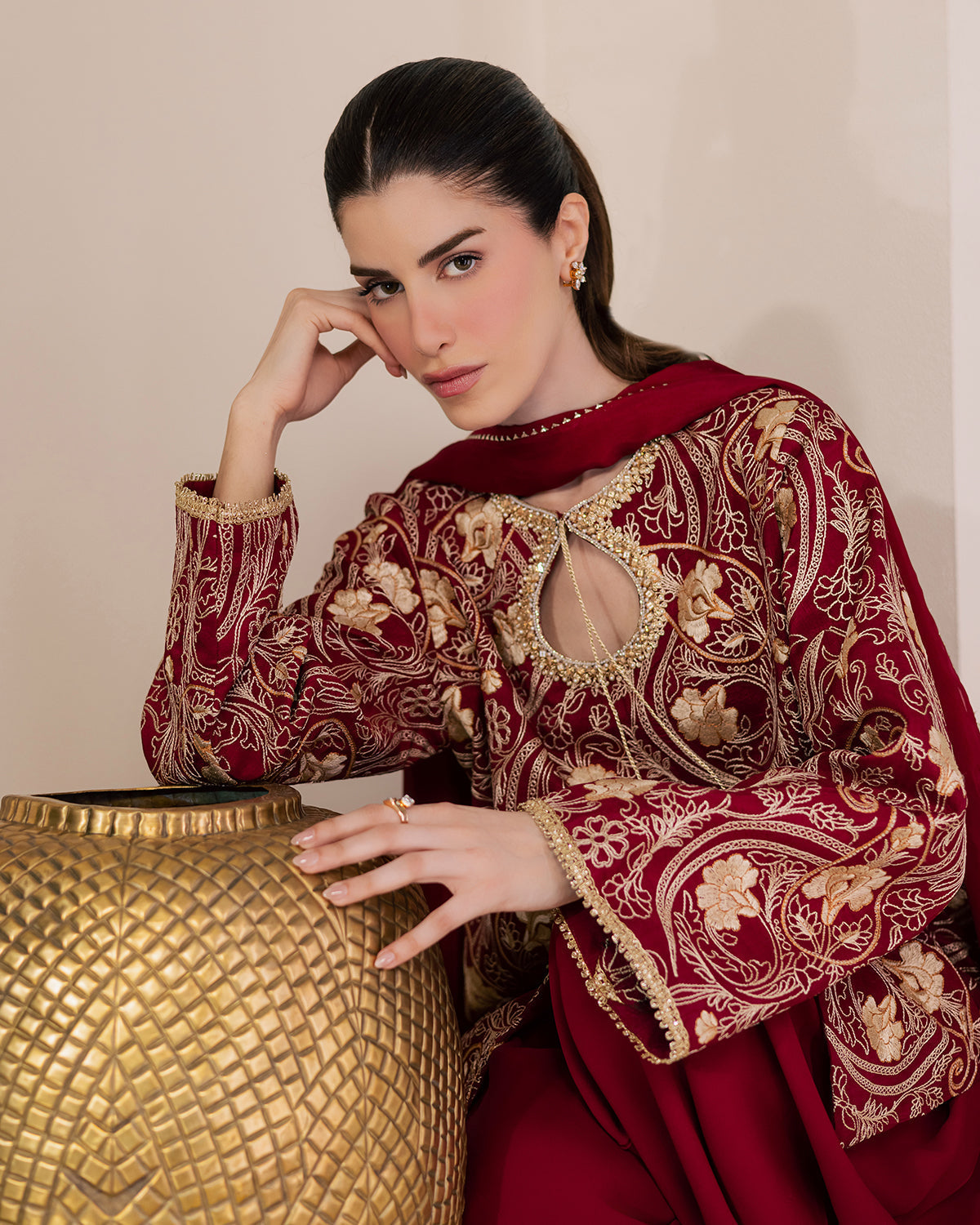 Sadaf Fawad Khan | Eva Luxury Pret 26 | Claret-15