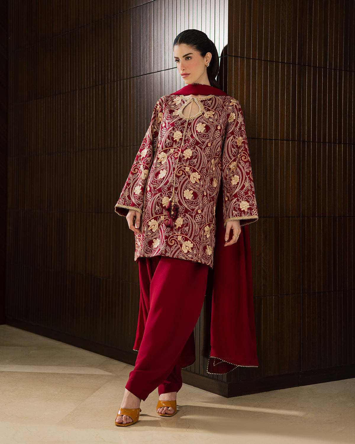 Sadaf Fawad Khan | Eva Luxury Pret 26 | Claret-6