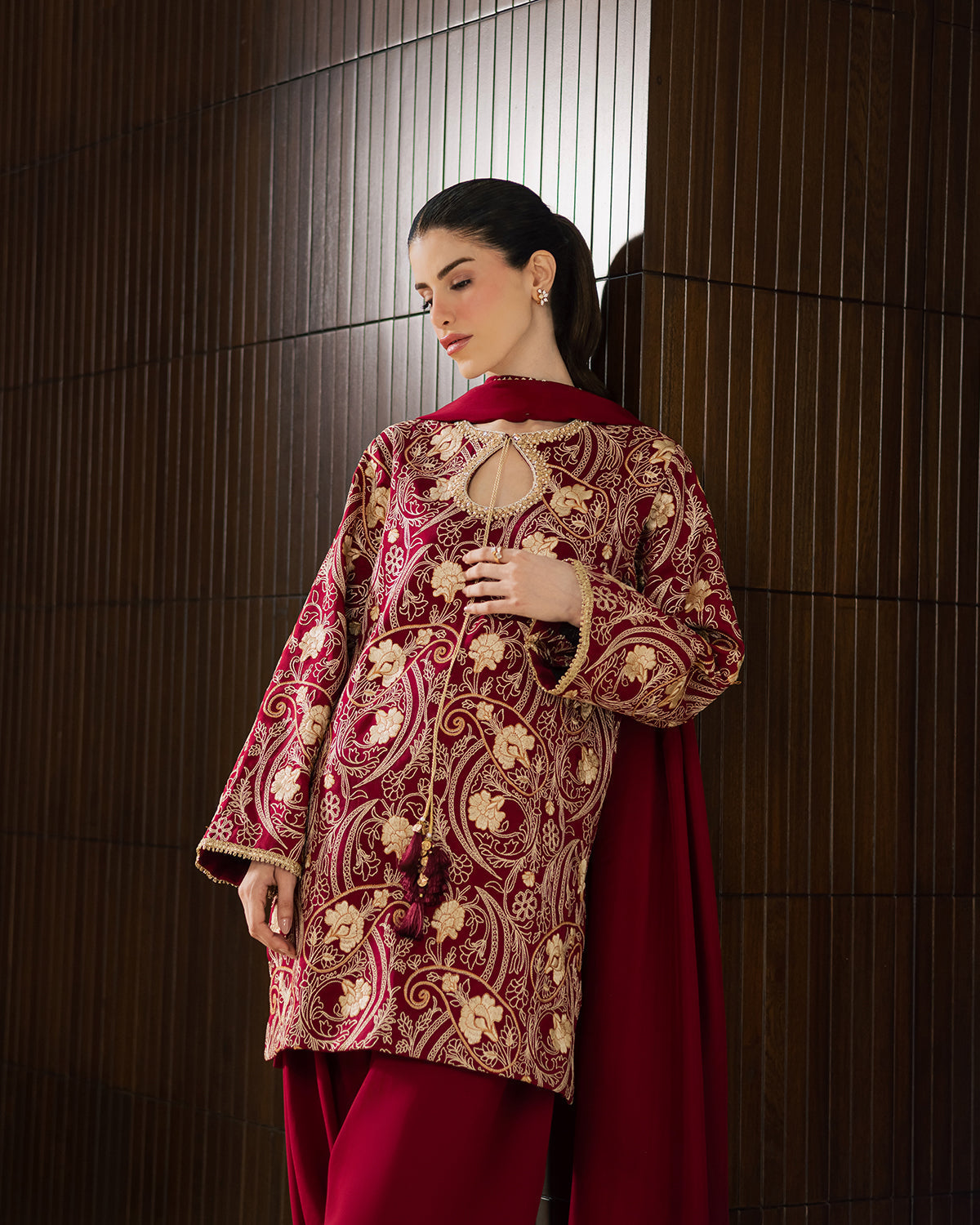Sadaf Fawad Khan | Eva Luxury Pret 26 | Claret-5