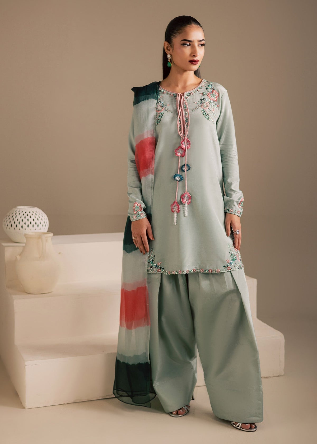 Maria Osama Khan | Noir Bliss Luxury Formals | Ash Mist-1