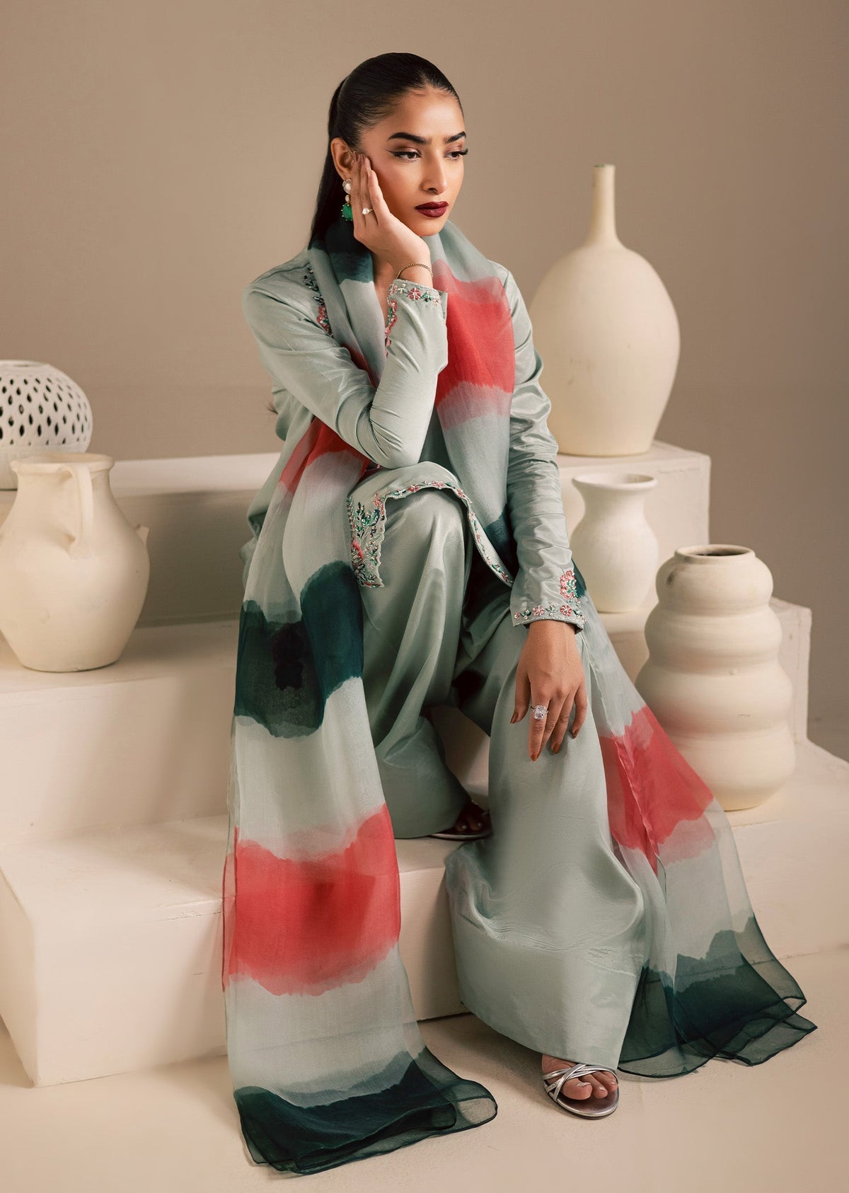 Maria Osama Khan | Noir Bliss Luxury Formals | Ash Mist-5