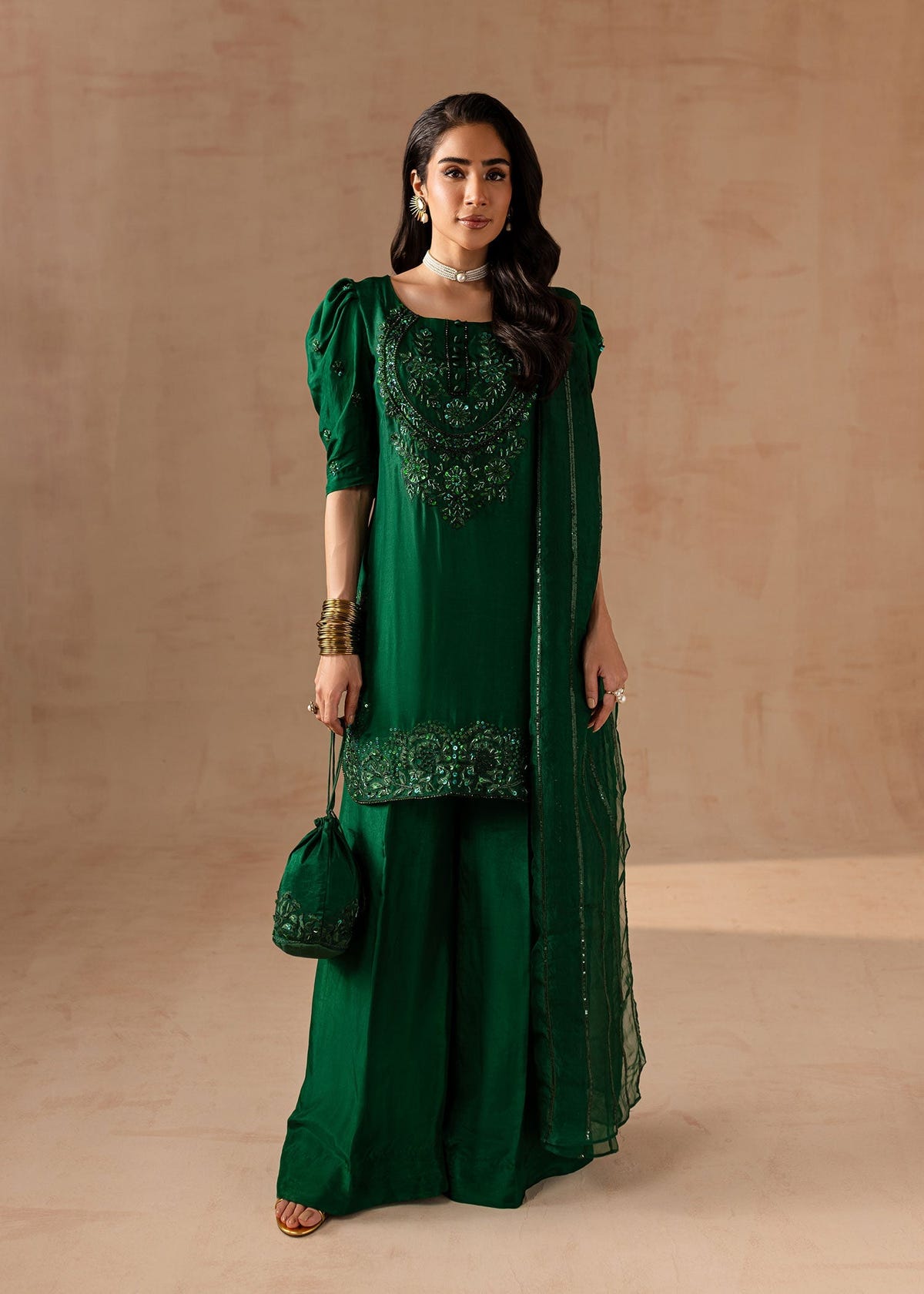 Maria Osama Khan | Noir Bliss Luxury Formals | Emerald Green -  Maria Osama Khan Ladies Clothes - Original Designer Dress - House of Maryam