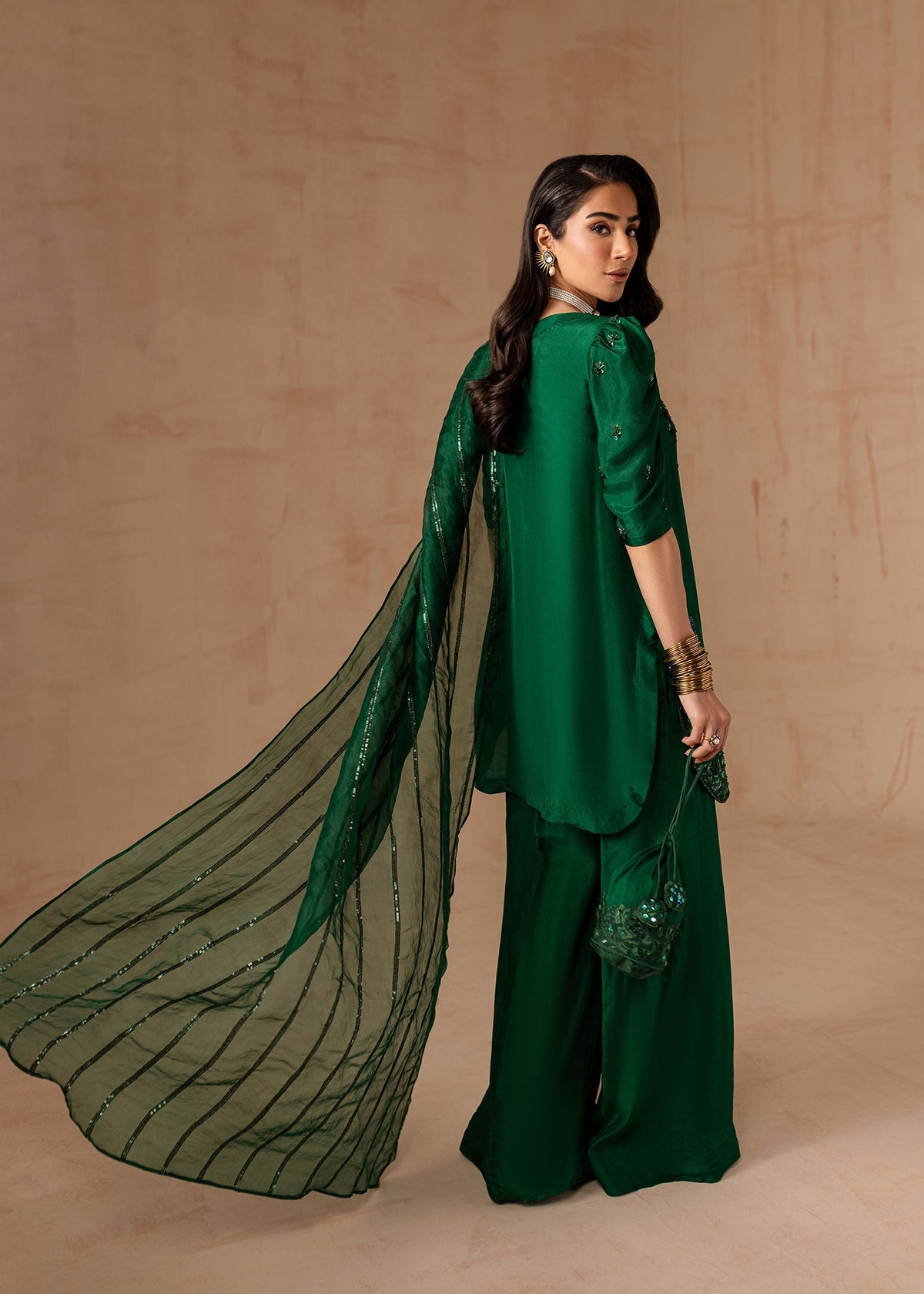 Maria Osama Khan | Noir Bliss Luxury Formals | Emerald Green -  Maria Osama Khan Ladies Clothes - Original Designer Dress - House of Maryam