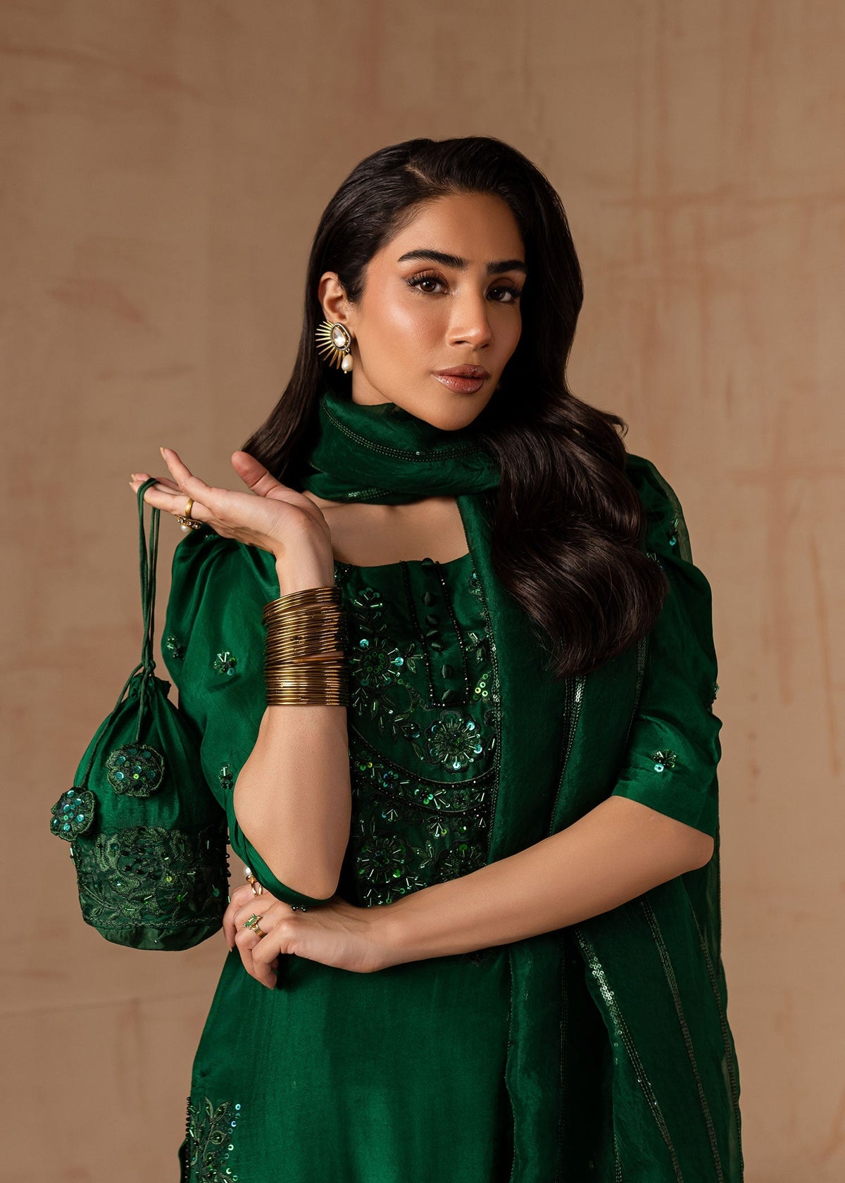 Maria Osama Khan | Noir Bliss Luxury Formals | Emerald Green -  Maria Osama Khan Ladies Clothes - Original Designer Dress - House of Maryam