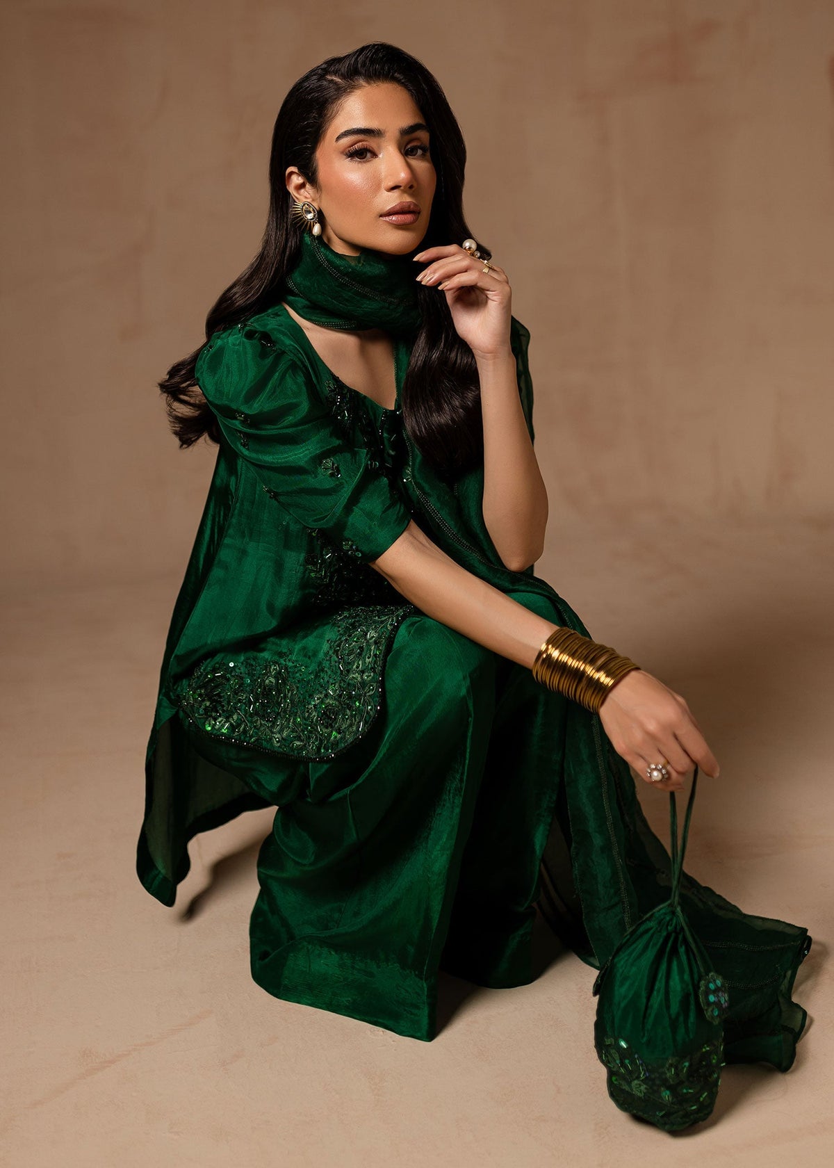 Maria Osama Khan | Noir Bliss Luxury Formals | Emerald Green -  Maria Osama Khan Ladies Clothes - Original Designer Dress - House of Maryam