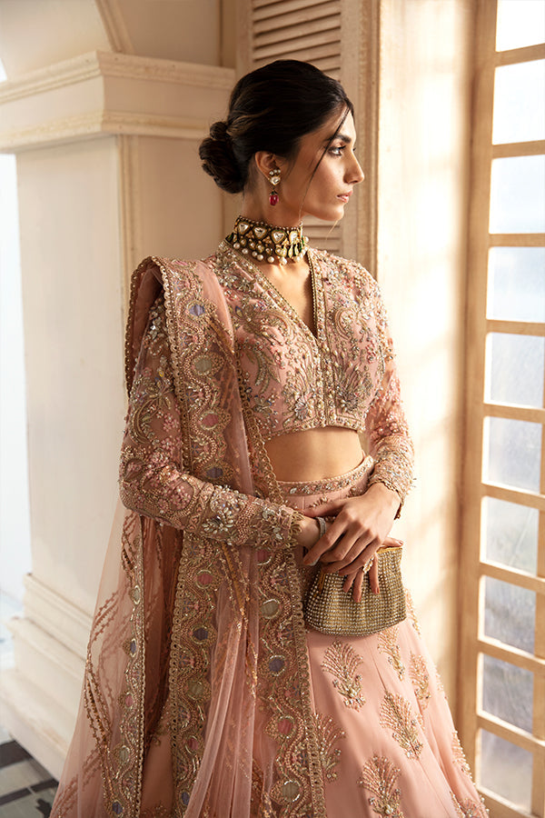 Soraya Inaya peach, seaweed green and gold net lehenga choli, photo 3