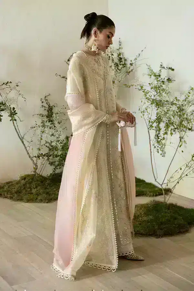 Suffuse Jahan cream yellow organza formal suit, photo 2
