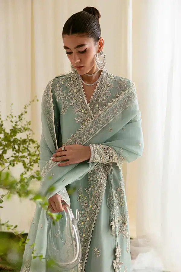 Suffuse Ilana grey green angrakha and sharara, photo 3