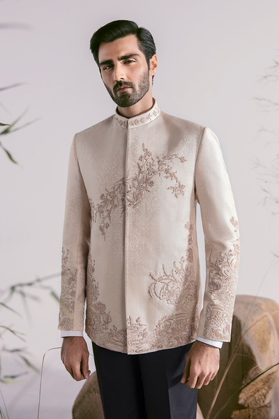 Republic By Omar Farooq | Luxury Rtw | Rose Gold Embroidered Prince Coat -  Republic by Omar Farooq Luxury RTW - Original Designer Dress - House of Maryam