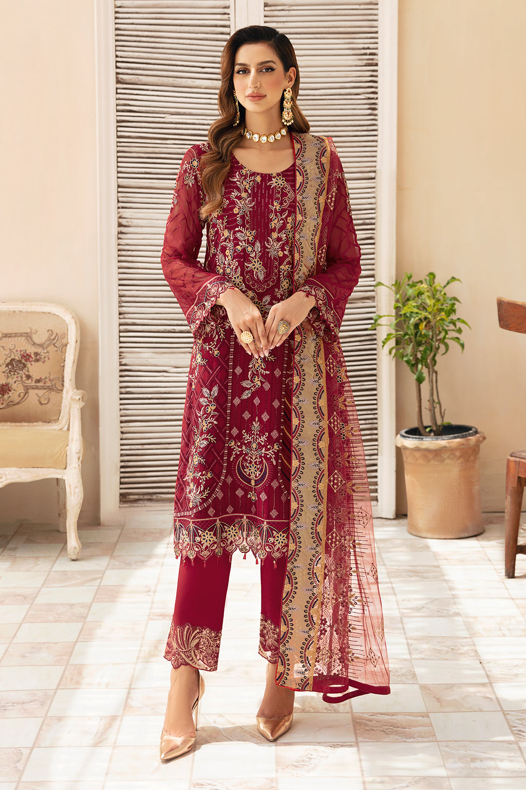 Ramsha | Chevron Chiffon Collection | A-907 -  Ramsha Ladies Clothes - Original Designer Dress - House of Maryam
