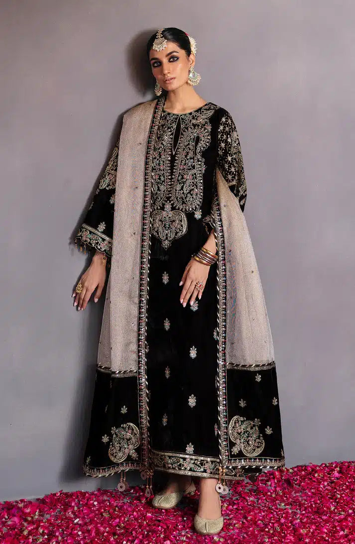 Emaan Adeel | Makhmal Velvet Edition 23 | MK-08 AQS by Designer Emaan Adeel - House of Maryam - Pakistani Designer Ethnic Wear in {{ shop.shopifyCountryName }}