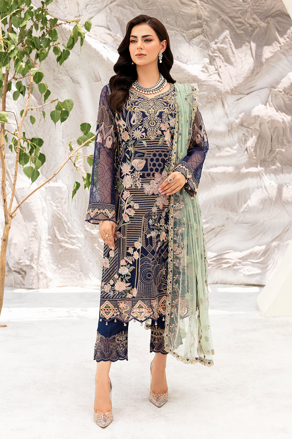 Ramsha | Minhal Organza Collection | M-902 by Designer Ramsha - House of Maryam - Pakistani Designer Ethnic Wear in {{ shop.shopifyCountryName }}