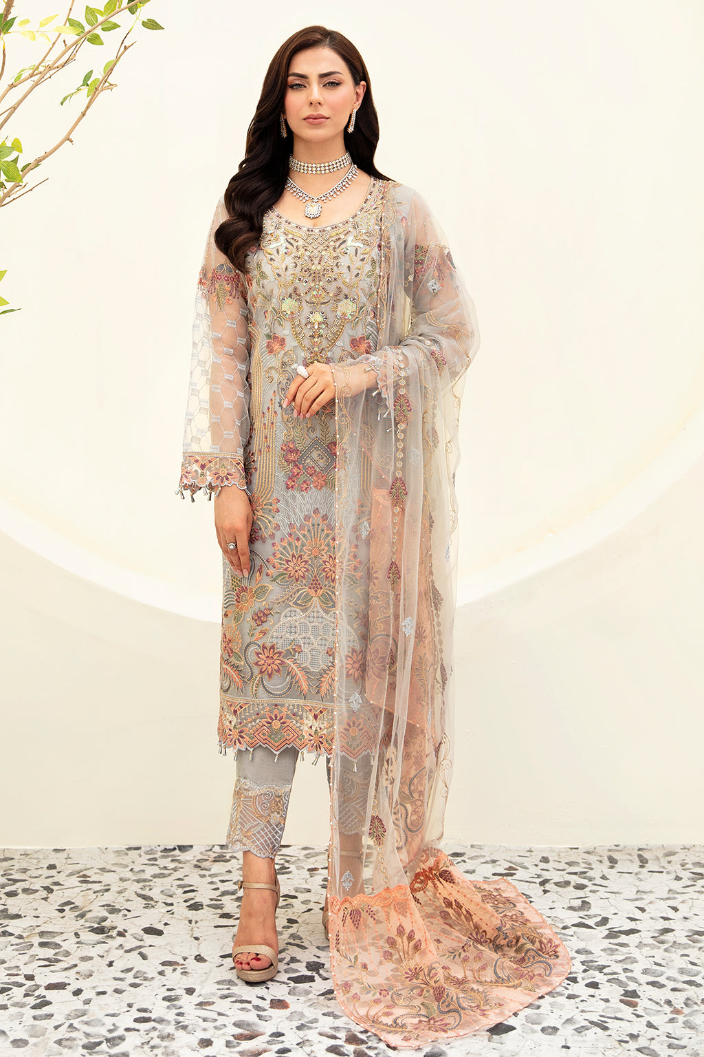 Ramsha | Minhal Organza Collection | M-909 by Designer Ramsha - House of Maryam - Pakistani Designer Ethnic Wear in {{ shop.shopifyCountryName }}