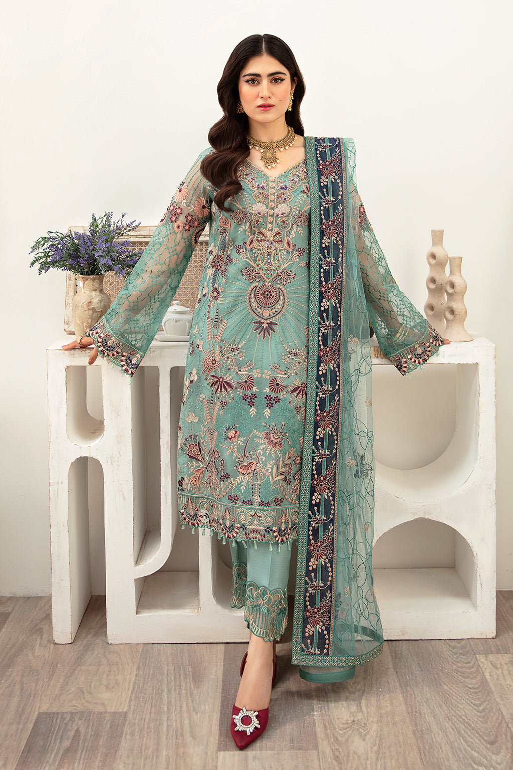 Ramsha | Minhal Organza Collection | M-1001 by Designer Ramsha - House of Maryam - Pakistani Designer Ethnic Wear in {{ shop.shopifyCountryName }}