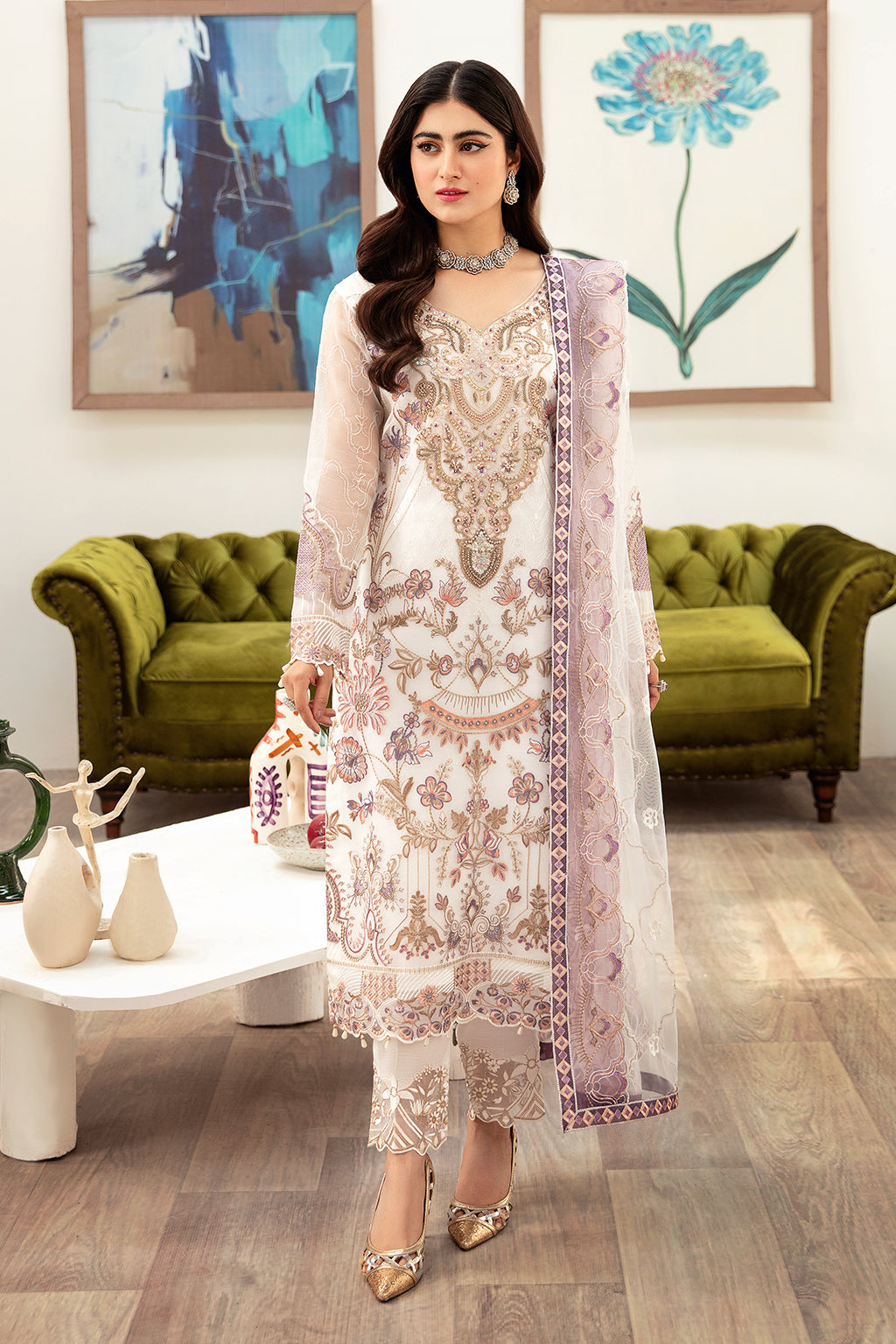 Ramsha | Minhal Organza Collection | M-1002 -  Ramsha Formal - Original Designer Dress - House of Maryam