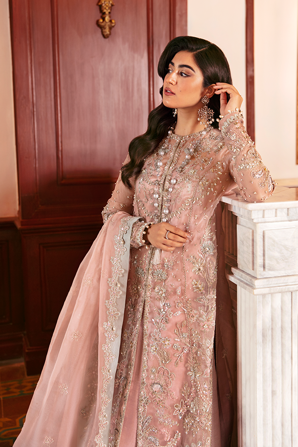 Soraya Rosalie peachy rose organza jacket and pants, photo 4