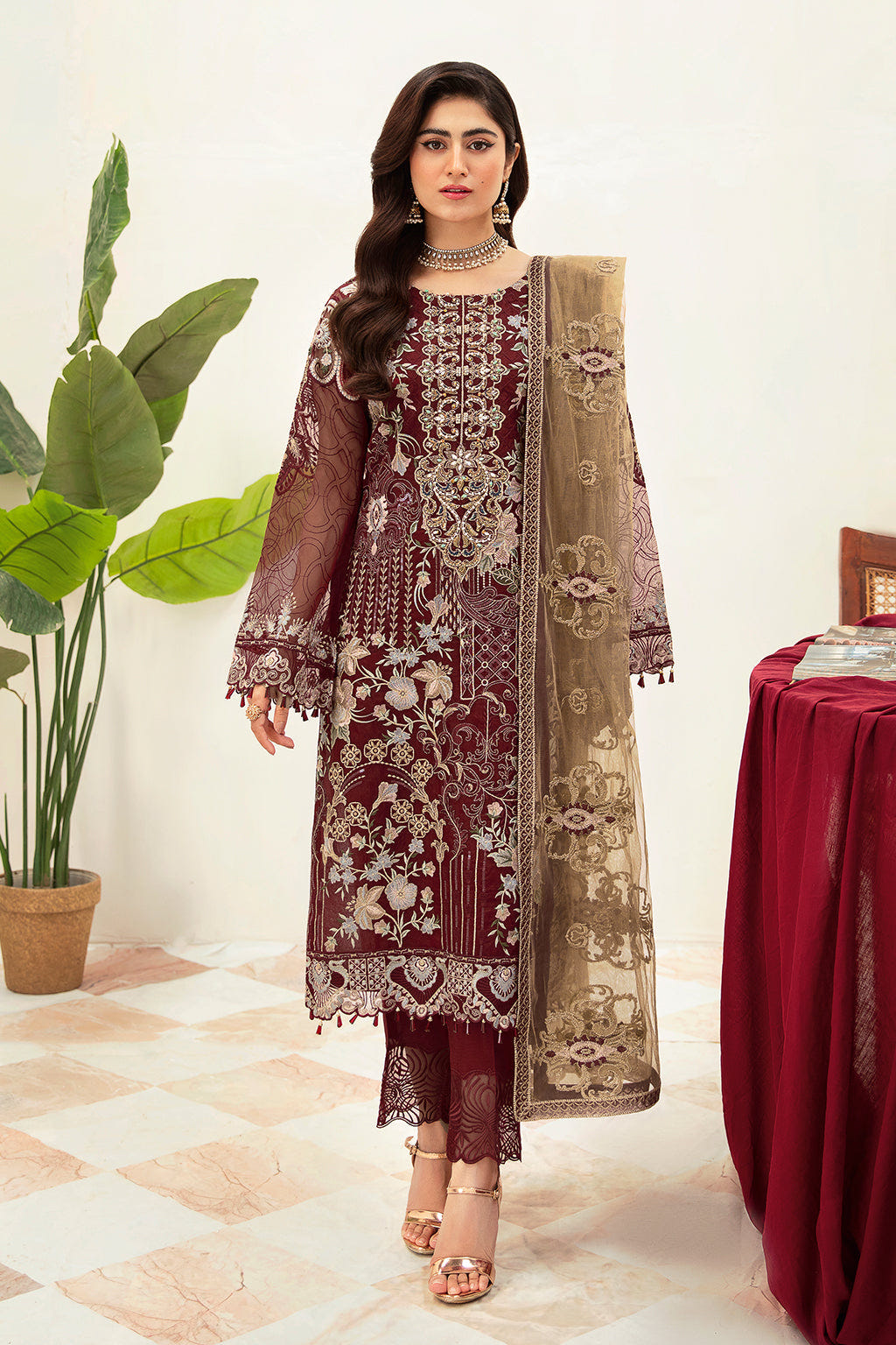 Ramsha | Minhal Organza Collection | M-1003 -  Ramsha Formal - Original Designer Dress - House of Maryam