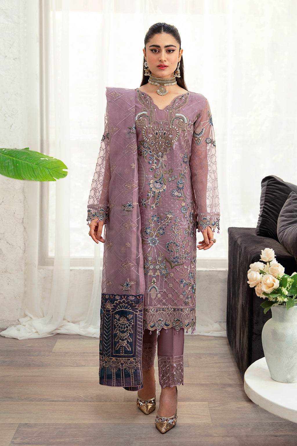 Ramsha | Minhal Organza Collection | M-1005 by Designer Ramsha - House of Maryam - Pakistani Designer Ethnic Wear in {{ shop.shopifyCountryName }}