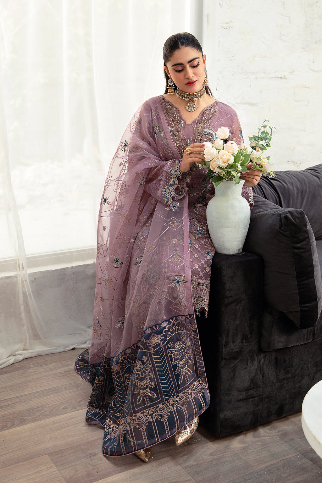 Ramsha | Minhal Organza Collection | M-1005 by Designer Ramsha - House of Maryam - Pakistani Designer Ethnic Wear in {{ shop.shopifyCountryName }}