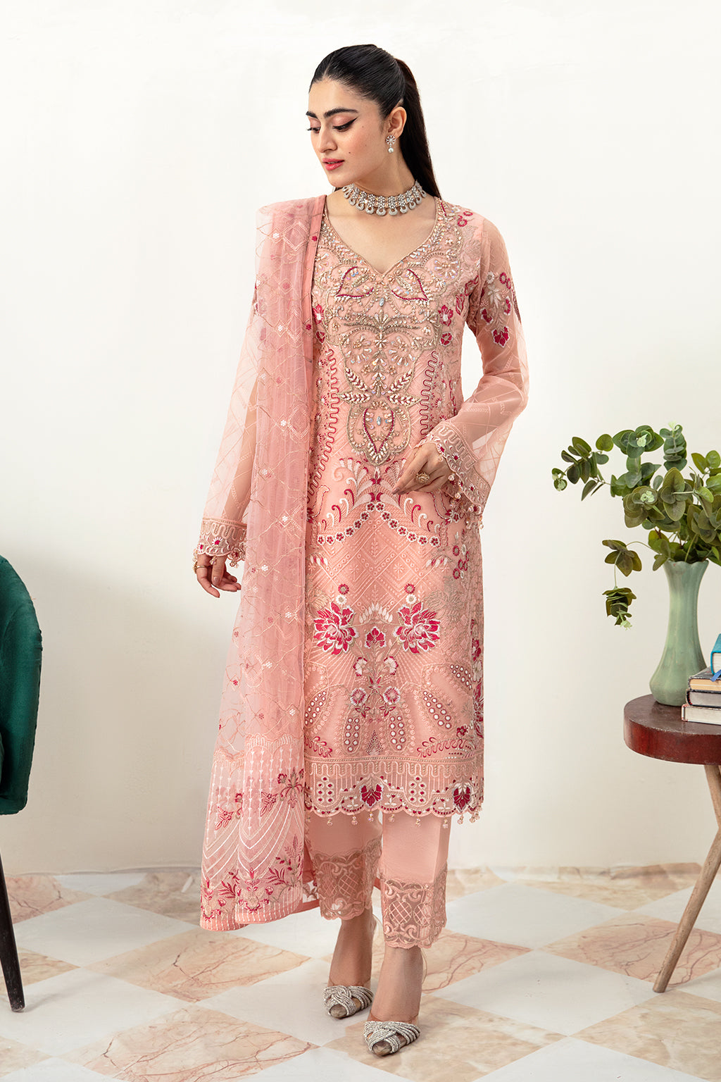 Ramsha | Minhal Organza Collection | M-1007 -  Ramsha Formal - Original Designer Dress - House of Maryam