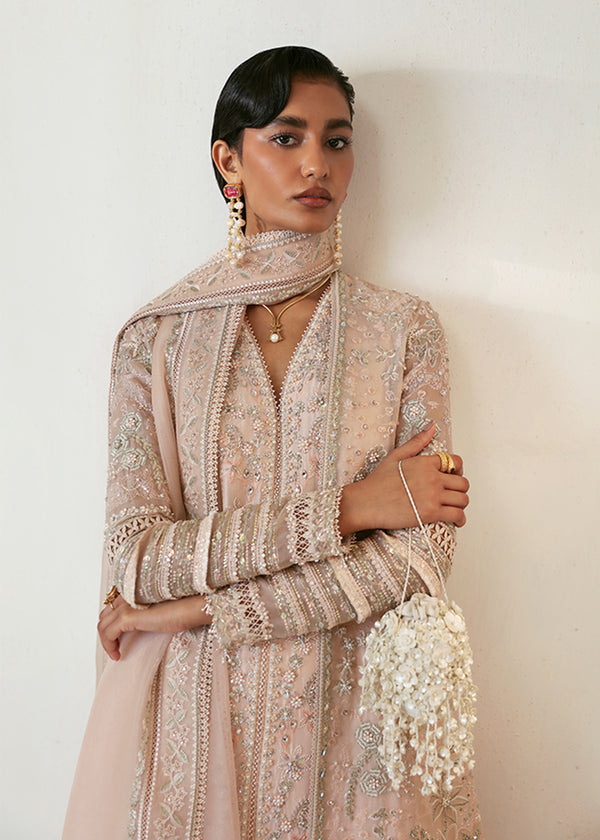 Suffuse Janan peachy blush nude organza jacket set