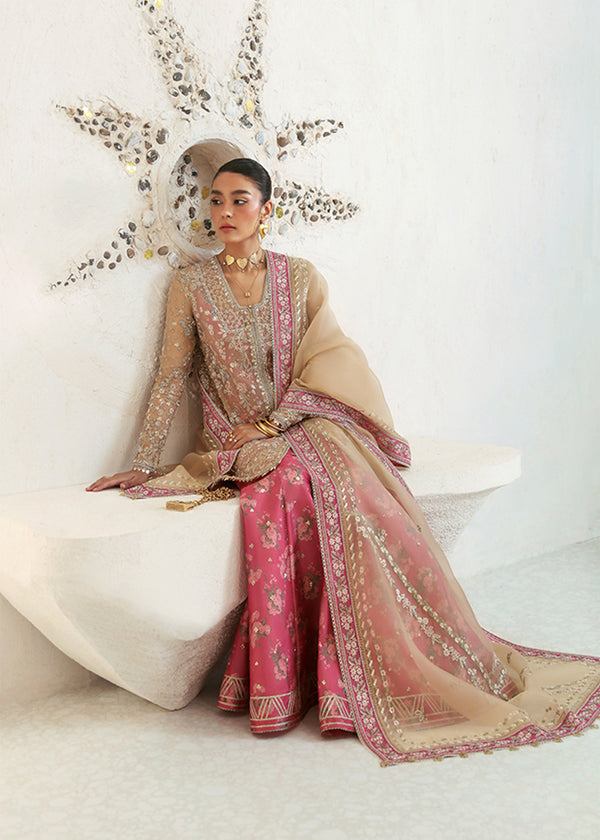 Suffuse Hiraeth gold and pink organza shirt and sharara, photo 2