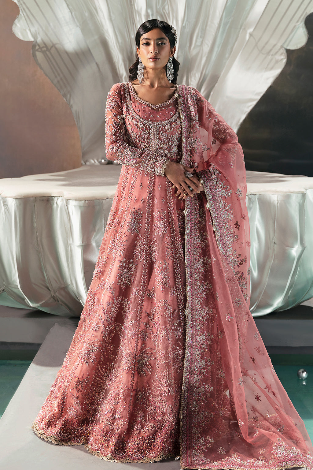 Afrozeh Felicia tea pink peshwas and sharara