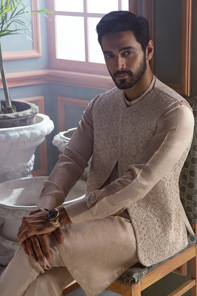 Republic By Omar Farooq | Luxury Rtw | Pearl White Hand-Embellished Waistcoat -  Eastern Luxury RTW - Original Designer Dress - House of Maryam