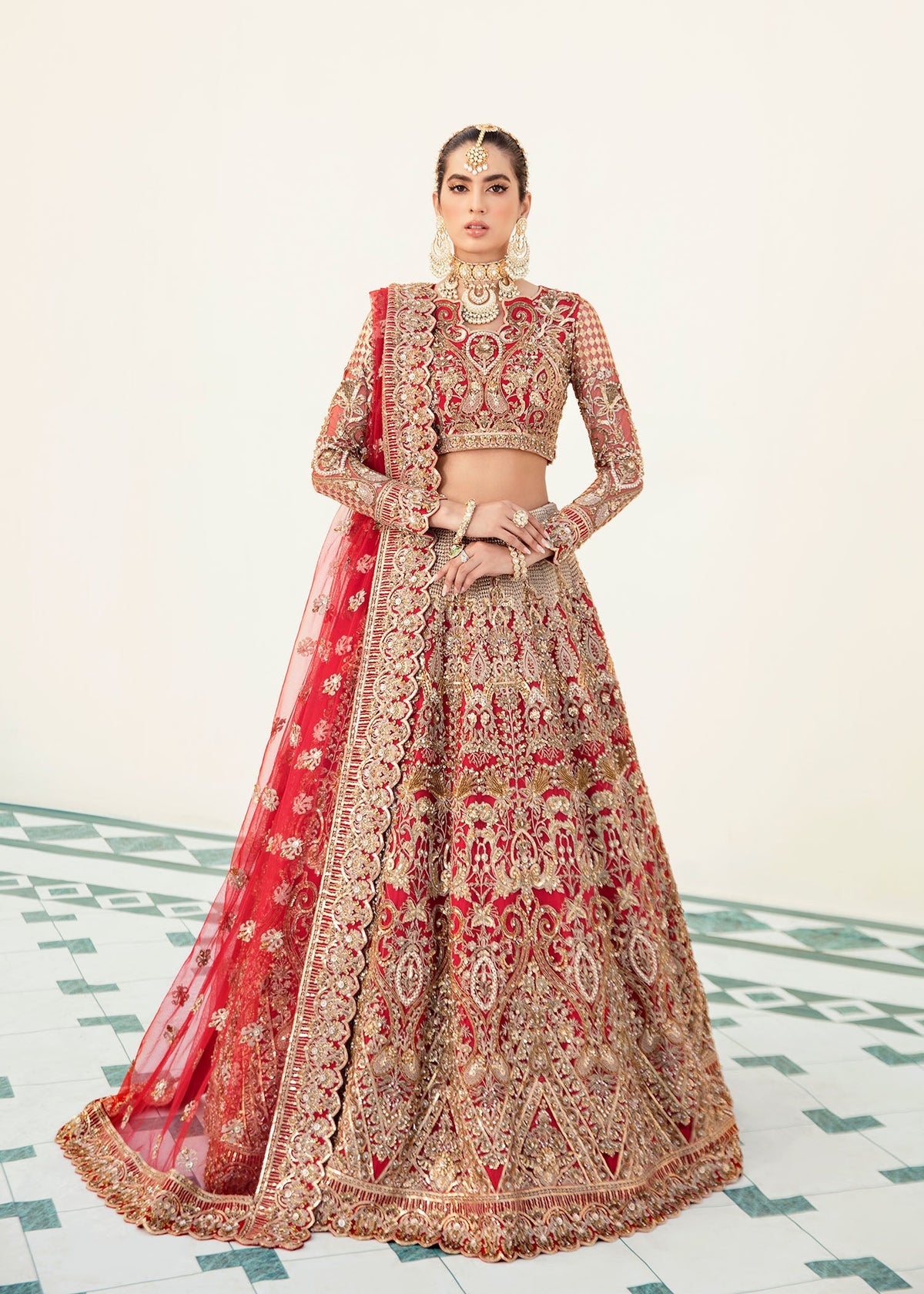 Akbar Aslam Salamander net bridal lehenga choli