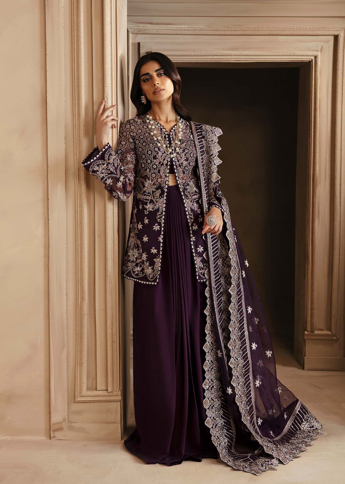 Akbar Aslam Elowen organza shirt and sharara