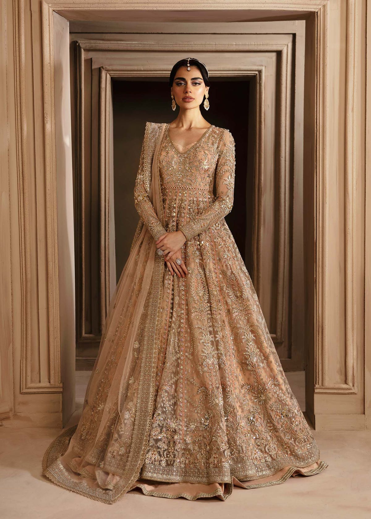 Akbar Aslam Aveline net formal maxi and lehenga
