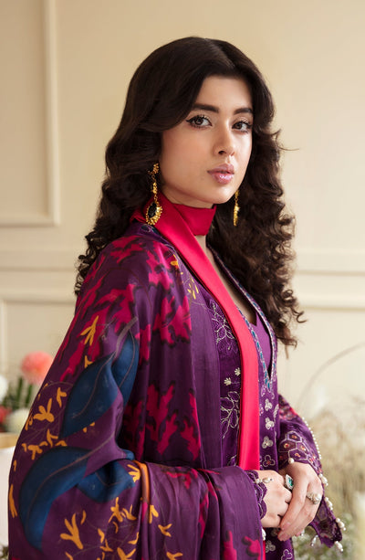 Zevk | Flora Festive Lawn | FUCHSIA -  Zevk Luxury - Original Designer Dress - House of Maryam