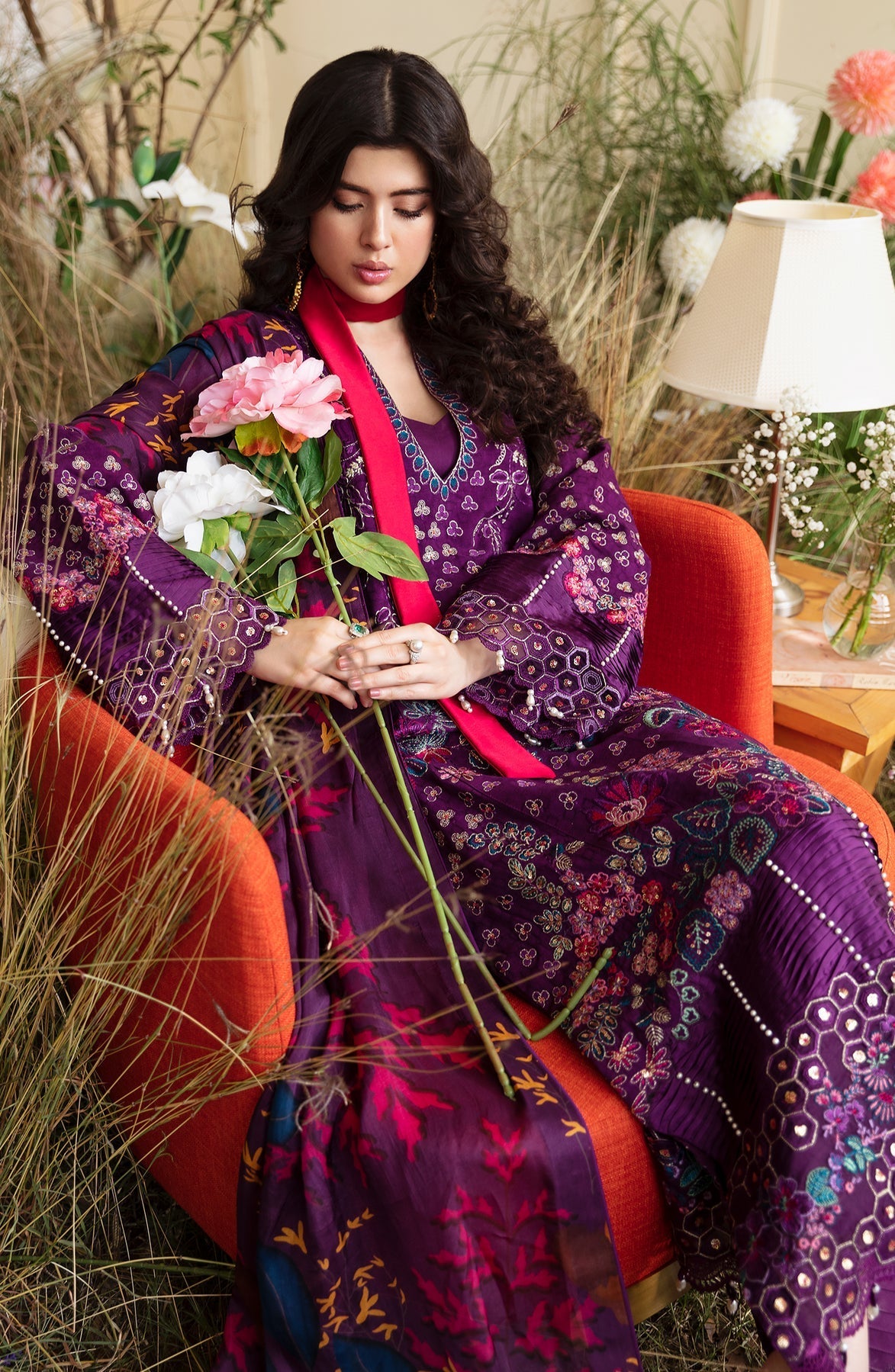 Zevk | Flora Festive Lawn | FUCHSIA -  Zevk Luxury - Original Designer Dress - House of Maryam