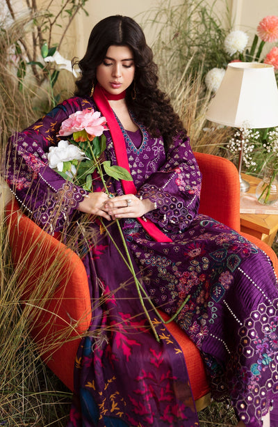 Zevk | Flora Festive Lawn | FUCHSIA -  Zevk Luxury - Original Designer Dress - House of Maryam