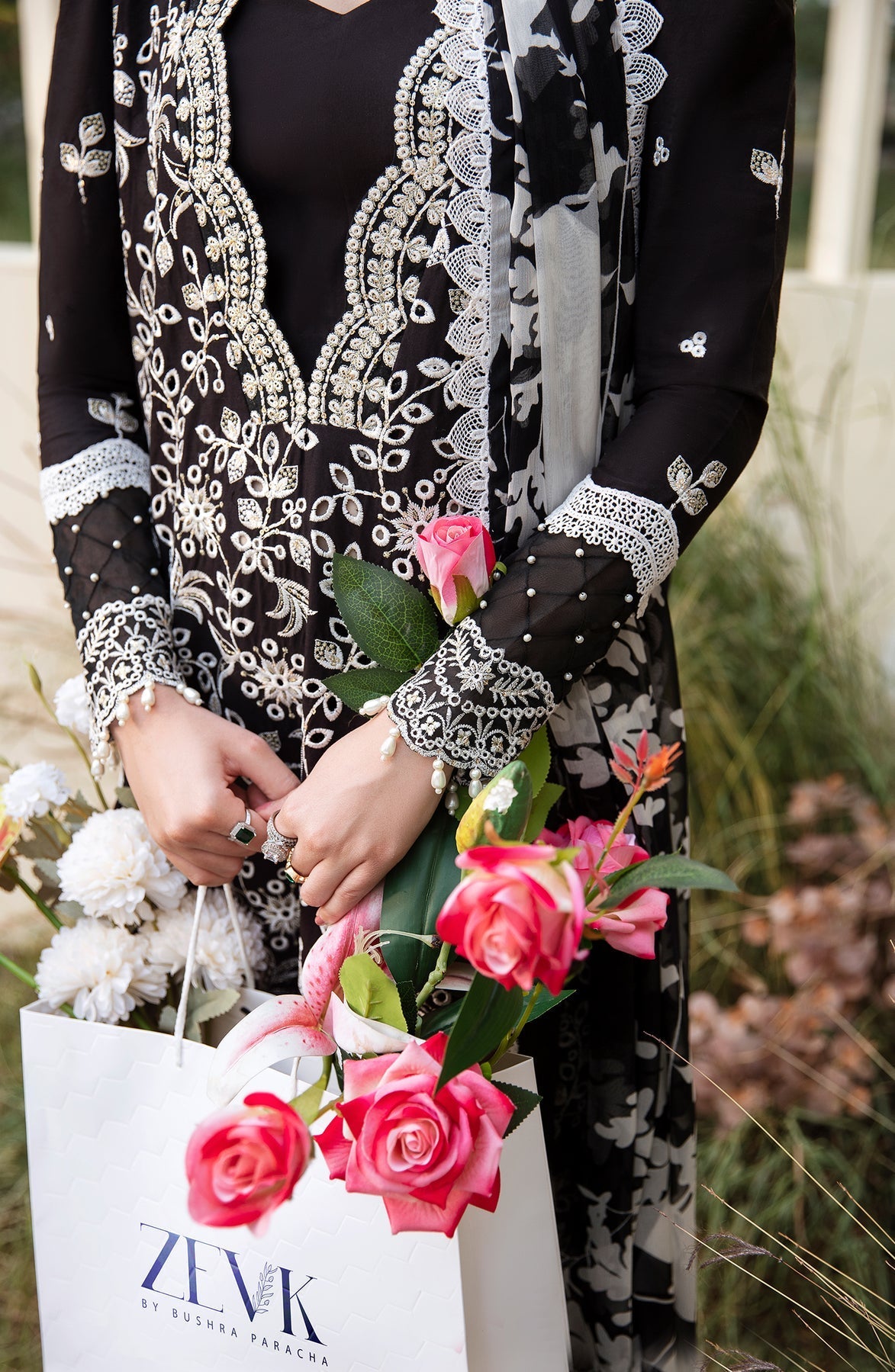 Zevk | Flora Festive Lawn | DUSK -  Zevk Luxury - Original Designer Dress - House of Maryam